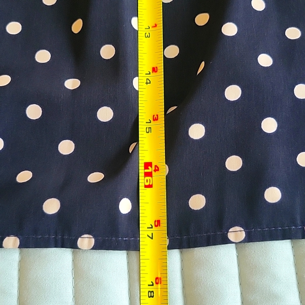NWOT 1960s NAVY BLUE& WHITE POLKA DOTS MINI SKIRT W/ FRONT POCKETS SMAL - Picture 10 of 10